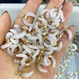 Natural Stone Moon Pendants Lapis Amazonite DIY Jewelry