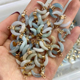 Natural Stone Moon Pendants Lapis Amazonite DIY Jewelry