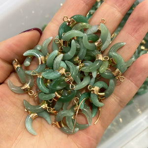 Natural Stone Moon Pendants Lapis Amazonite DIY Jewelry