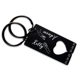 Personalized Date And Name Heart Keychain, Anniversary Gift, Couple Keyring