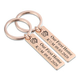Personalized Home Keychain, Stainless Steel, Housewarming Gift