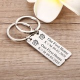 Personalized Home Keychain, Stainless Steel, Housewarming Gift
