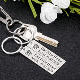 Personalized Home Keychain, Stainless Steel, Housewarming Gift