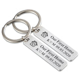 Personalized Home Keychain, Stainless Steel, Housewarming Gift