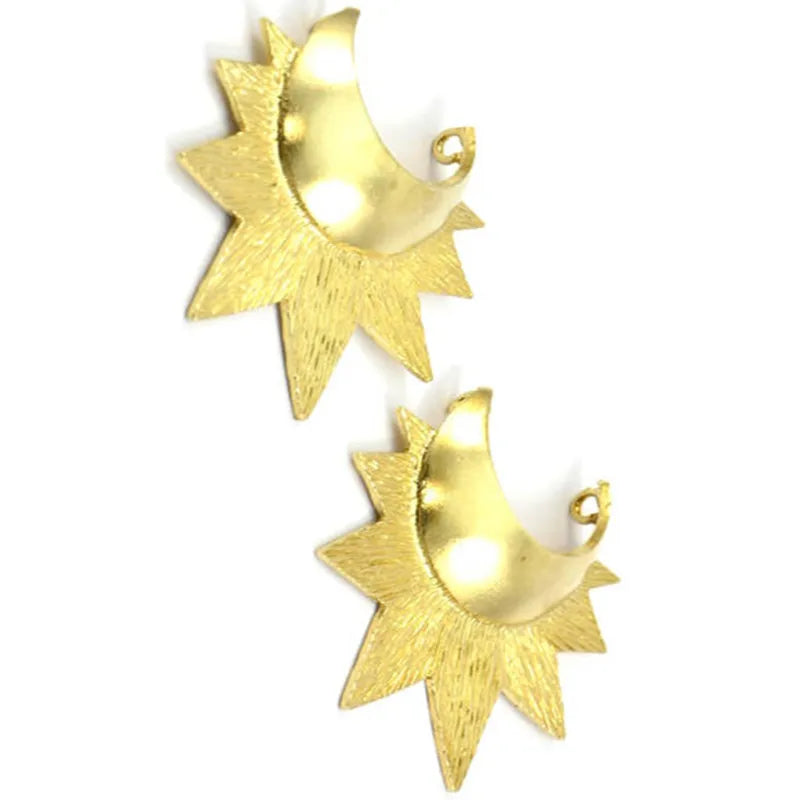 Raw Brass Moon Sun Pendants Findings Charms (36.5x41x1mm) U086