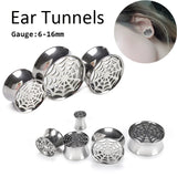 Spider Web Ear Expander Stainless Steel Double Flared Ear Plug Tunnel Earrings