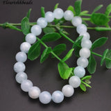 Aquamarine Stone Round Beads Elastic Bracelets Jewelry