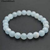 Aquamarine Stone Round Beads Elastic Bracelets Jewelry