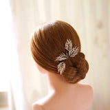 Feather Shape Beads Hair Pins Fork Bride Headdress Wedding Hair Accessories