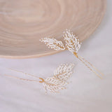 Feather Shape Beads Hair Pins Fork Bride Headdress Wedding Hair Accessories