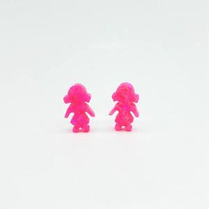 Hot Pink Synthetic Opal Girl Shape Bead with Side Hole for Necklace Making