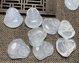 2pc Natural Jade Ice Chalcedony Agate Pendant Buddha Jades Charm + Rope