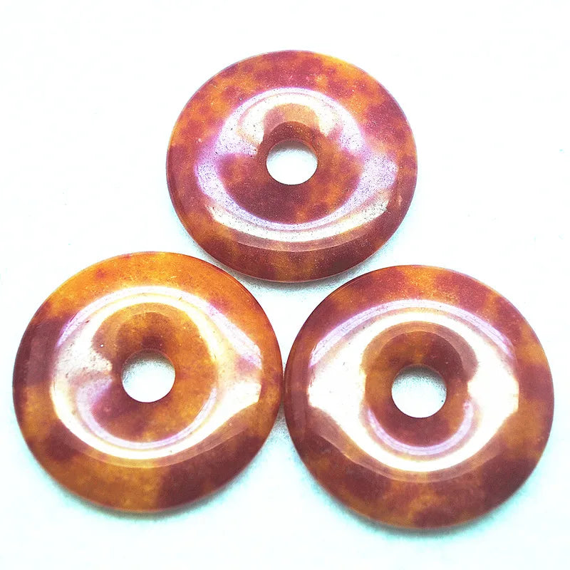 2pc 40mm Round Gem Stone Pendants Donut Shape Jade DIY Jewelry Findings