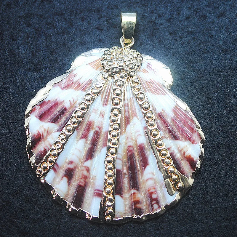 2pc Red Shell Pendant with Natural Freshwater Shell Beads - DIY Jewelry Findings