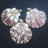 2pc Red Shell Pendant with Natural Freshwater Shell Beads - DIY Jewelry Findings