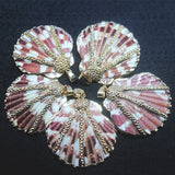2pc Red Shell Pendant with Natural Freshwater Shell Beads - DIY Jewelry Findings