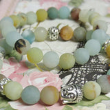 Matte Amazonite Bracelet Set Buddha Charm Couple Bracelets