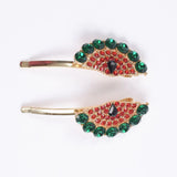 Colorful Crystal Fan Fringe Hairpins Set Geometric Hair Clips