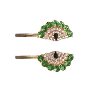 Colorful Crystal Fan Fringe Hairpins Set Geometric Hair Clips