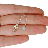 2pcs 925 Sterling Silver Extension Chains With Heart Round Tag Lobster Clasps