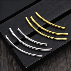 2pcs 925 Sterling Silver Bend Tube Beads 25-35mm DIY Jewelry Findings