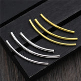 2pcs 925 Sterling Silver Bend Tube Beads 25-35mm DIY Jewelry Findings