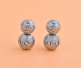 2pcs 999 Silver Tibetan Beads Six Words Proverb Buddhist Lucky Symbol Beads