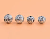 2pcs 999 Silver Tibetan Beads Six Words Proverb Buddhist Lucky Symbol Beads