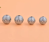 2pcs 999 Silver Tibetan Beads Six Words Proverb Buddhist Lucky Symbol Beads