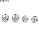 2pcs 999 Silver Tibetan Beads Six Words Proverb Buddhist Lucky Symbol Beads