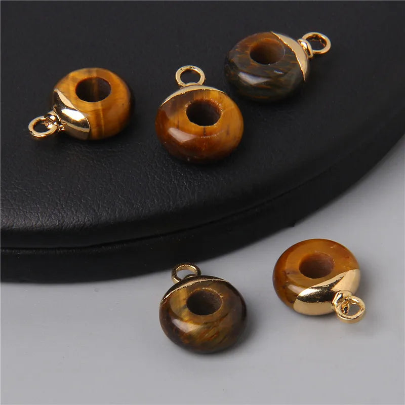 2pcs 10mm Natural Agate Quartz Stone Necklace Earring Pendants