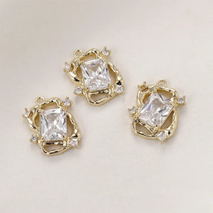 2pcs 14k Copper Zircon Pendant Diy Necklace Earrings Accessories