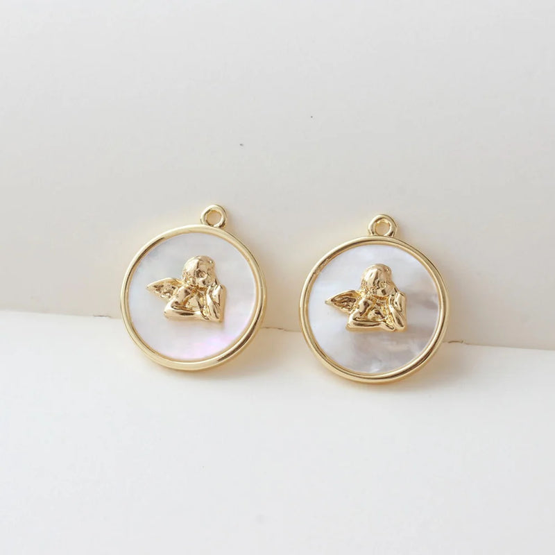 2pcs Shell Angel Cupid Pendant Charms for DIY Jewelry Making
