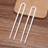 2pcs Flower Hairpins Hair Sticks Clip U-shape Headwear Women's Accessor