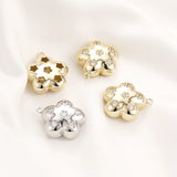 2pcs 19X21MM Flower Zircon Hollow Pendant DIY Jewelry Materials