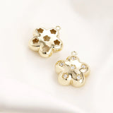 2pcs 19X21MM Flower Zircon Hollow Pendant DIY Jewelry Materials