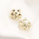 2pcs 19X21MM Flower Zircon Hollow Pendant DIY Jewelry Materials
