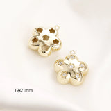 2pcs 19X21MM Flower Zircon Hollow Pendant DIY Jewelry Materials