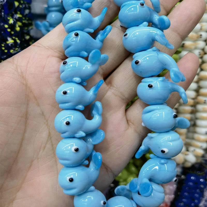 2pcs 19x13mm Dolphin Lampwork Beads For Jewelry Making DIY