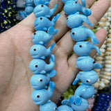 2pcs 19x13mm Dolphin Lampwork Beads For Jewelry Making DIY