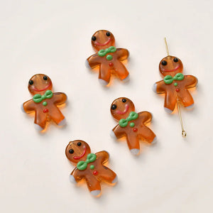 2pcs Gingerbread Man Lampwork Beads DIY Jewelry Making