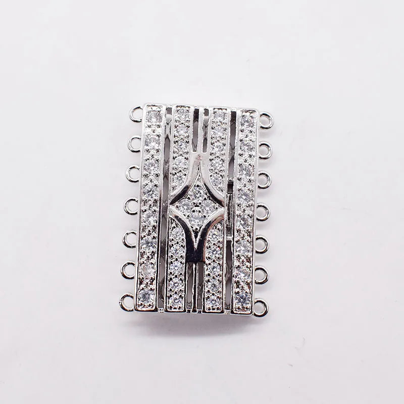 2pcs CZ Micro Pave Rectangle Clasp Pendant for Jewelry Making
