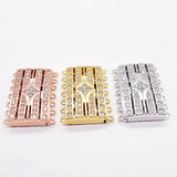 2pcs CZ Micro Pave Rectangle Clasp Pendant for Jewelry Making