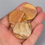 2pcs Natural Stone Pendants Flat Quartz Slice Labradorite Jaspers