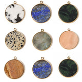 2pcs Natural Stone Pendants Flat Quartz Slice Labradorite Jaspers