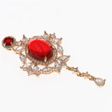 2pcs 31x67mm KC Plated Micro Pave CZ Zircon Red Pendant for Bridal Jewelry