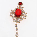 2pcs 31x67mm KC Plated Micro Pave CZ Zircon Red Pendant for Bridal Jewelry