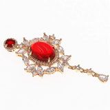 2pcs 31x67mm KC Plated Micro Pave CZ Zircon Red Pendant for Bridal Jewelry