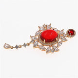 2pcs 31x67mm KC Plated Micro Pave CZ Zircon Red Pendant for Bridal Jewelry
