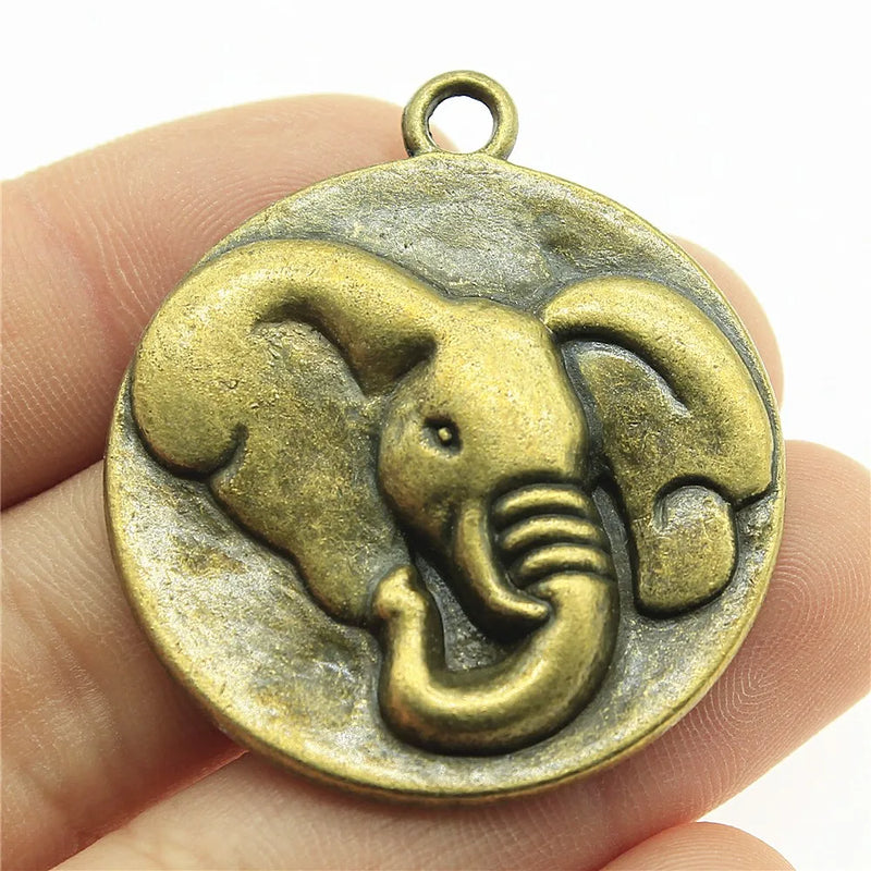 2pcs 38mm Elephant Charms Antique Bronze Charms Pendants Accessories
